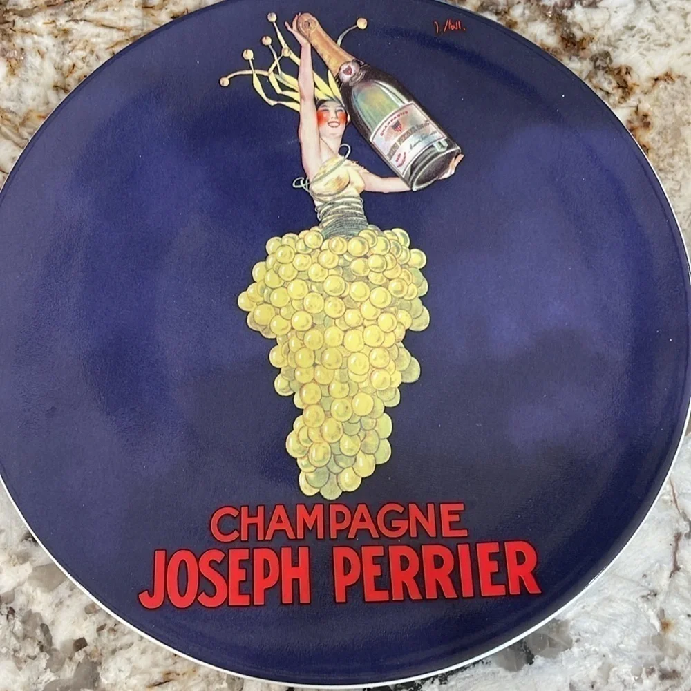 Complete Set POTTERY BARN Bubbly Ceramic French Champagne Cocktail Plates 8.25